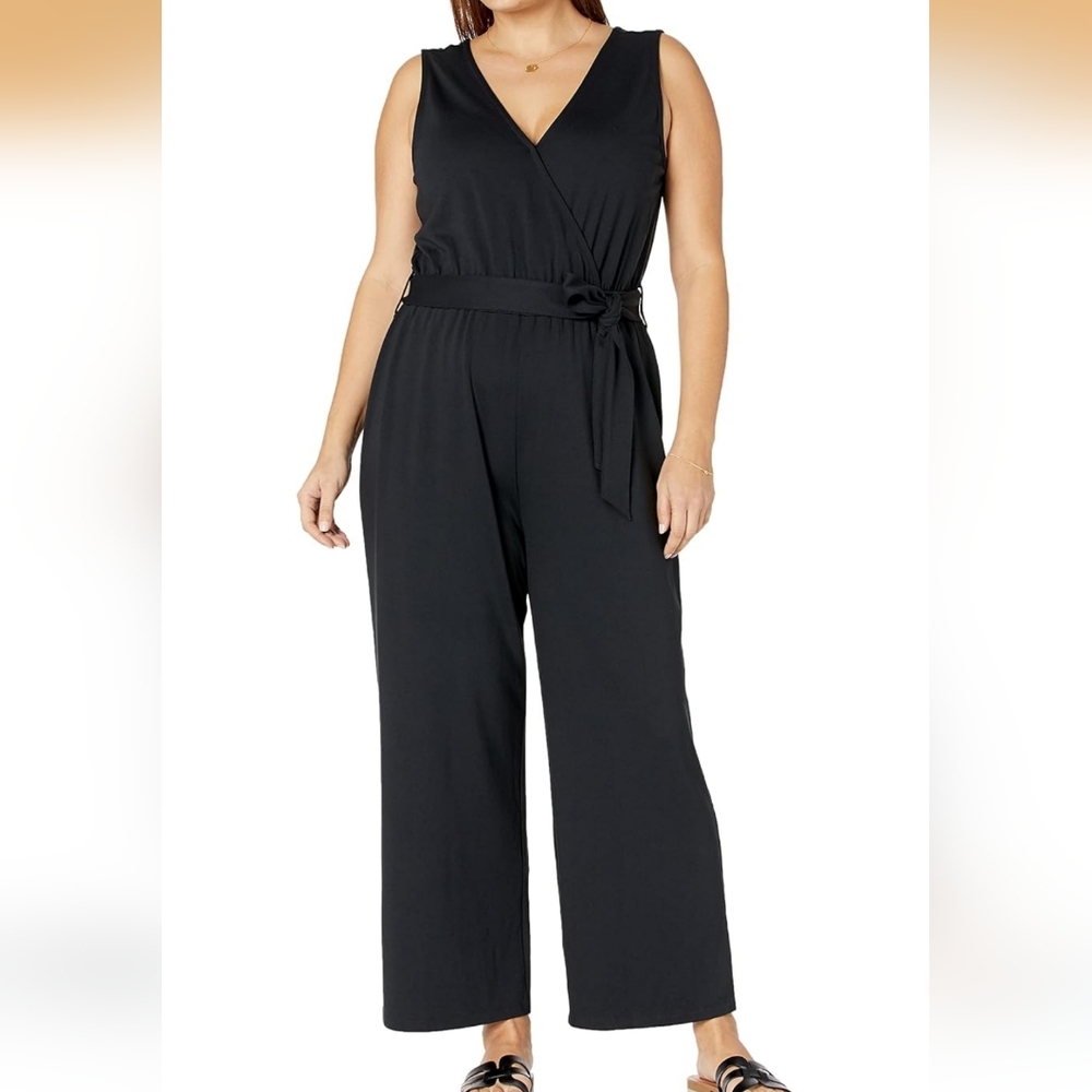 Elegant Black Women's Jumpsuit With Waist Tie